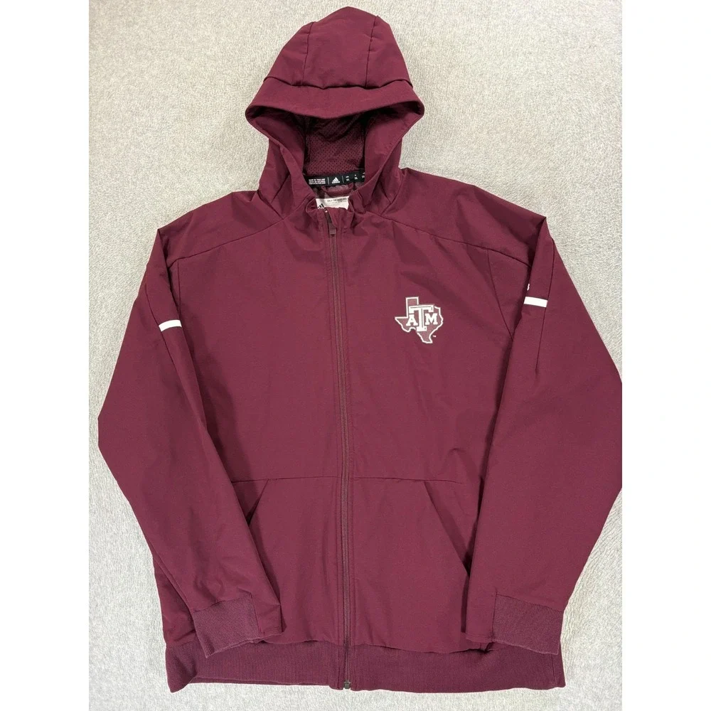 Texas A&M Aggies Screened‎ Logo Campus Windbreaker Hoodie Jacket (Men's 2XL)